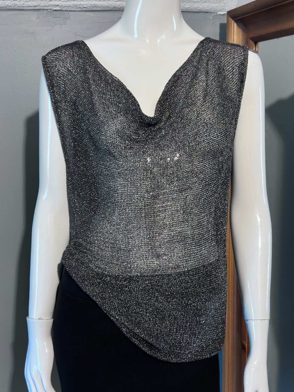 ara Metallic Knit Sleeveless Cowl Neck Top Size US L (NWOT)
